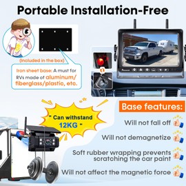 RV Backup Camera with Solar Magnetic: Long Distance No Signal Delay, 7 Inch Touch Key Monitor with Recording, HD 1080P Wireless Backup Camera for Trailer, 5th Wheel, Camper