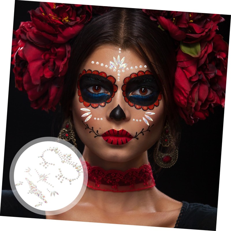 Beavorty 2sets Fluorescent Rhinestone Face Gems Carnival Gems for Face