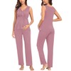SWOMOG Maternity Nursing Robe Set 3 Piece Postpartum Breastfeeding Pajamas