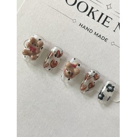 ⭐️ [Mongul Teddy] Handmade nail tips ⭐️ - Long Square / ⭐️ [몽글 테디] 수제 네일 팁 ⭐️ - 롱스퀘어