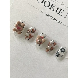 ⭐️ [Mongul Teddy] Handmade nail tips ⭐️ - Long Square / ⭐️ [몽글 테디] 수제 네일 팁 ⭐️ - 롱스퀘어