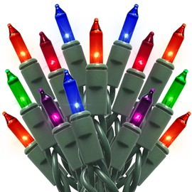 MULTI-SPARKING Clear Christmas Lights Multicolor - 35 Count Incandescent Mini String Lights for Indoor and Outdoor Christmas Decorations, 8.5 Feet Green Wire Christmas Tree Lights Set