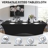 OutdoorLines Fitted Tablecloth Black Table Clothes for 4 Foot Rectangle