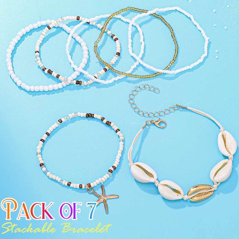GORTIN Clay Bead Bracelets for Women Boho Stretch Bracelets Starfish