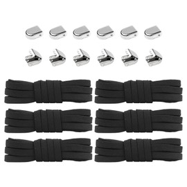 YSDYY 3 Pairs Of Black Shoe Laces, Classic Elastic Shoe Laces, Creative Typing-Free Shoe Laces, Cut Elastic Shoe Laces, Children'S Adult Shoe Replacement Belt