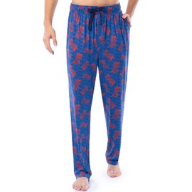 IZOD Men's Poly-Spandex Sueded Jersey Knit Pajama Sleep Pants, Navy/Pineapple, X-Large