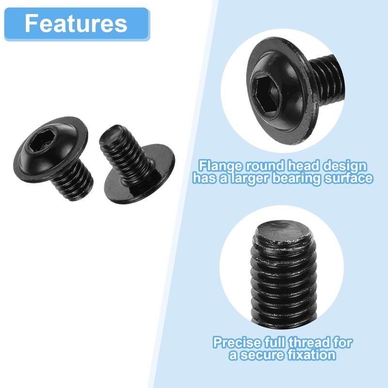 sourcing map 100Pcs M4-0.7x6mm Flanged Button Head Socket Cap Screws,