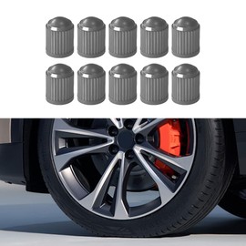 Tecledsn 10PCS Car Tire Valve Stem Caps, Car Tyre Valve Cap, Plastic Tire Air Caps with O Rubber Seal, Airtight Seal Heavy Duty Dustproof Tire Valve Stem Covers Universal for Car Truck (Gray)