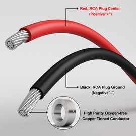 J&D RCA to Speaker Wire Adapter, 2 Pack 20AWG 1 ft, RCA Male Plug to Bare Wire Connector Adapter for Repairing Speaker Cords, Compatible with Amplifiers, AV Receivers