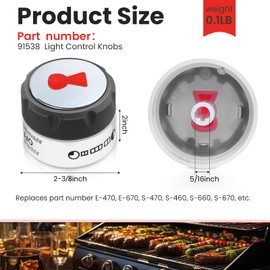 Teenyyou 4 Pack 91538 Lighted Control Knobs Compatible with Weber 400/600 Grills Manufactured 2012 Years and Later, Compatible with E-470/670 S-460/470/660/670 Etc.