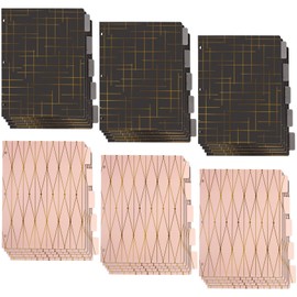 Paper Junkie 6 Sets of 5 Tab Dividers for 3 Ring Binders, 30 Total Bulk Dividers for Office, School Supplies (Pink, Black, 8.5 x 11 in Binder)