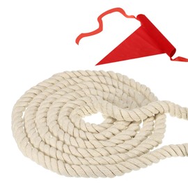 PATIKIL 10 Feet Tug of War Rope for Adults Teen, 3-Strand Natural Twisted Cotton Rope with Flag for Yard Game Team Building Activities, Beige