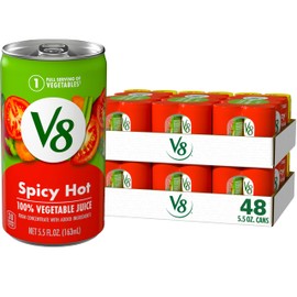 V8 Spicy Hot 100% Vegetable Juice, 5.5 fl oz Can (6 Packs of 8 Cans)