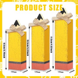 3 Pcs Back to School Wooden Pencil Block Signs - Rustic Farmhouse Tabletop Centerpieces for First Day of School, Home Classroom Desk Shelf & Tiered Tray Decor