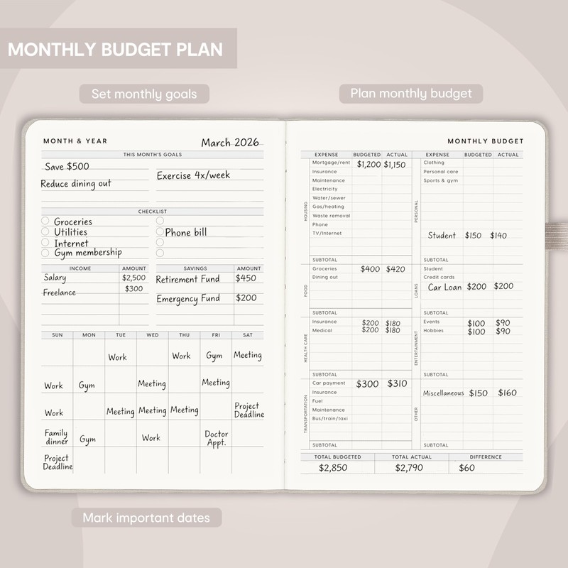 And Per Se Budget Planner, Monthly Budget Notebook with Expense