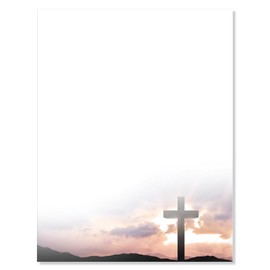 Ceiba Tree 50 Sheets Religious Stationery Paper Easter Printable Writing Letter Paper Christian Letterhead Sheets for Communion Wedding Office Invitation Baptism 8.5 x 11 Inch