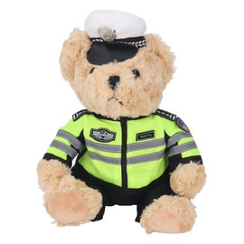 Officer Plush Bear Toy Cartoon Stuffed Furry Traffic Officer Bear Plush Toy for Kids Adults Type 1