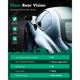 SCITOO fit For Toyota Camry Towing Mirrors Black Passenger Side and Driver Side Pair Rear View Mirrors fit 2007-2011 For Toyota Camry Truck with Mirror Glass Power Control Feature