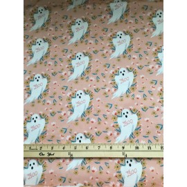 Dear Stella Cotton Fabric BOO - Pat# DFG2460 on Papaya Background by the 1/2 yd