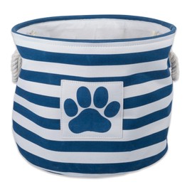 Bone Dry Striped Paw Patch Bin, Large Round, Navy