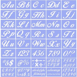 40 Pcs Painting Stencil Template Kit - Alphabet, Digital, Punctuation and Decorative Design, 2 Size Uppercase & Lowercase Letters and Numbers (21 x 15cm)