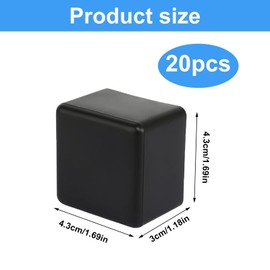 Pack of 20 Plastic End Caps, 40 x 40 Square Tube Inserts, Black Aluminium Profile Tube Caps, Solar Rail Accessories, Square Chair Leg Caps, Fence Cover, Sliding Caps, Pipe Cover for PV Profile