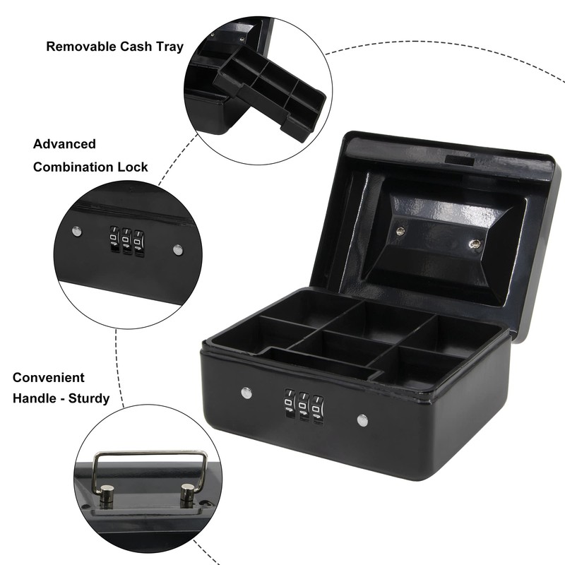 Small Security Lock Box with Coin Tray Metal Material with
