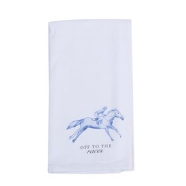 Barrel Down South Derby Horse Racing Tea Towels - Party Hostess Gift - Kentucky Coffee Tea Bar Accessories - Home Kitchen Cooking and Baking (Off to The Races Blue Towel)