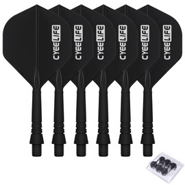 CyeeLife 6 Packs Integrated Dart Flights and Shafts,one Piece Accessory-Black