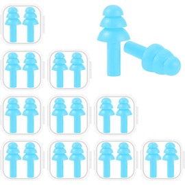 10 pares de tapones para los oídos con cancelación de ruido, silicona suave premium, reutilizables, impermeables, hipoalergénicos, tapones para los oídos para natación, aviones, conciertos, tiro, viajes, dormir y roncar (azul cielo)