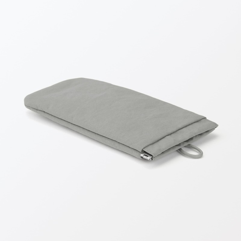MUJI 無印良品 Wrinkle Nylon One-Handed Opening Flat Pouch - Gray
