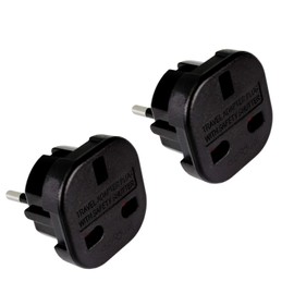 OcioDual 2X UK to European Plug Adapter, Travel Plug Adapter, Type G to Type E and F Plug, Model YD-9625, 221V/13A Black, 3-Pin to 2-Pin Converter, CE/RoHS Certification