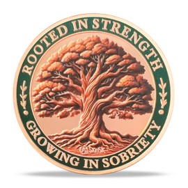 Tree of Life Sobriety Coin | Rooted in Strength AA Coin - AA Chip NA Medallion with Inspirational Message | Alcoholics Anonymous Gifts for Men Women Anniversary in Narcotics Anonymous Recovery Gifts