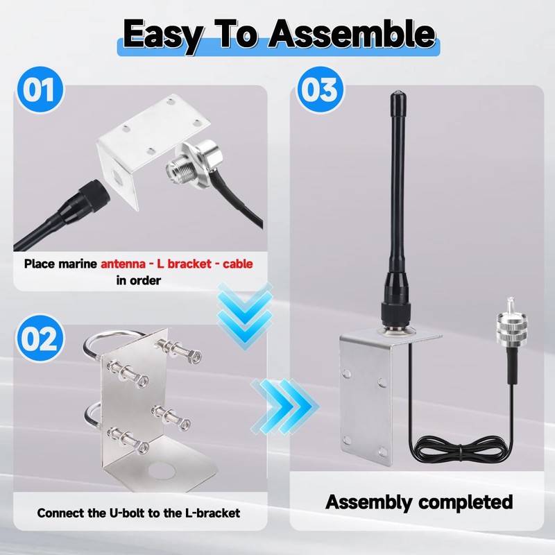 Arridioter VHF Marine Radio Antenna 156-163MHz Waterproof Boat Antenna with