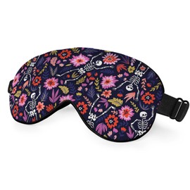 NOHSHE Dancing Skeletons Eye Mask Sleeping Mask Garden Flower Leaves Dead Halloween Sleep Masks Silky Soft Eye Cover for Women Men Shading Blindfold for Air Travel Sleeping