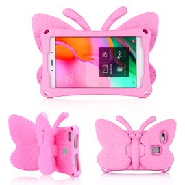 Simicoo TCL Tab 8 LE Cute Butterfly Case with Stand - Light Weight EVA Rugged Shockproof Full Cover Kids Case for TCL Tab 8 LE 9137W (Pink)