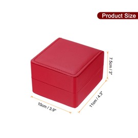 sourcing map Single Watch Case, PU Leather Watch Travel Storage Display Box for Men Women with Removable Cushion, Portable Watch Holder Organizer for Most Watches, Red, Rounded Corner
