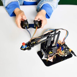 KEYESTUDIO 4DOF Robot Kit Electronics with Tutorial, Ultrasonic Sensor, App Control via Smartphone etc. Car Robot Kit for Arduino Accessories for 14+ Teenagers Adults