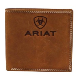 ARIAT Men's Embossed Logo Brown Leather Bifold Wallet A3548244