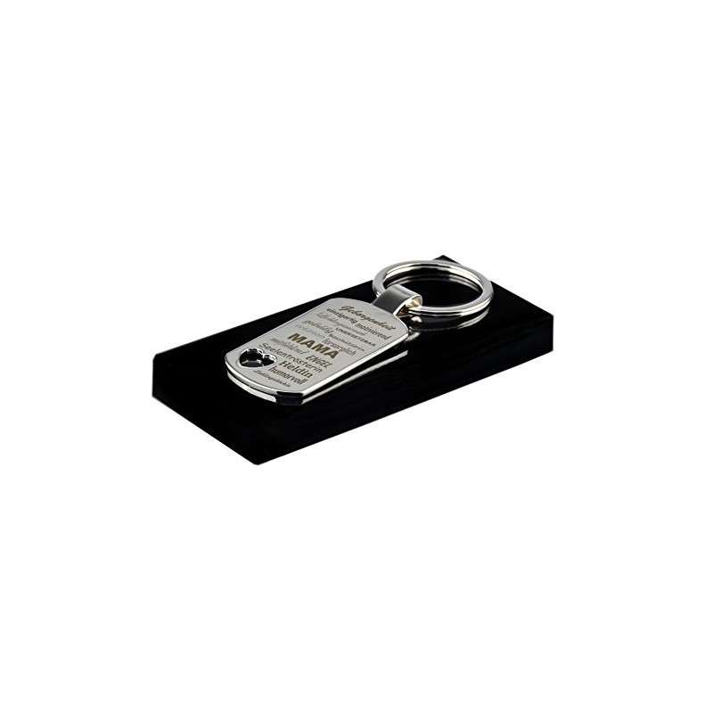 Keyring pendant with heart cut-out and engraving "Eigenschaften einer Mama"
