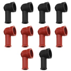 LT Easiyl 10pcs Battery Terminal Insulating Rubber Protector Cover Angled Terminal Insulating Boot Terminal Insulating Cover 14mm x 8mm, Black and Red