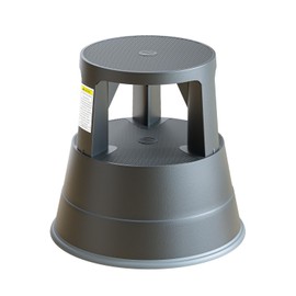 FurniCleevor Rolling Step Stool with Wheels, 550lbs Capacity, Non-Slip Platform & Retractable Casters, Round Kick Stool for Library, Kitchen, Office, Garage, Portable for Adults/Seniors/Kids (Black)