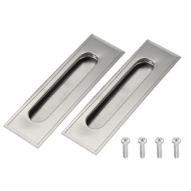 uxcell 2 Pcs Finger Flush Pulls, 5.6" Stainless Steel Rectangle Sliding Door Handle Recessed Pocket Door Pull with Invisible Screw Hole for Home Bathroom Barn Closet Window, Silver Tone