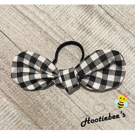 Black Gingham Knot Ponytail Hair Bow Tie