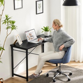 Sweetcrispy Computer Office Desk 44 Inch Small Kids Student Study Gaming Writing Work Modern Simple PC Table for Bedroom, Home - Black