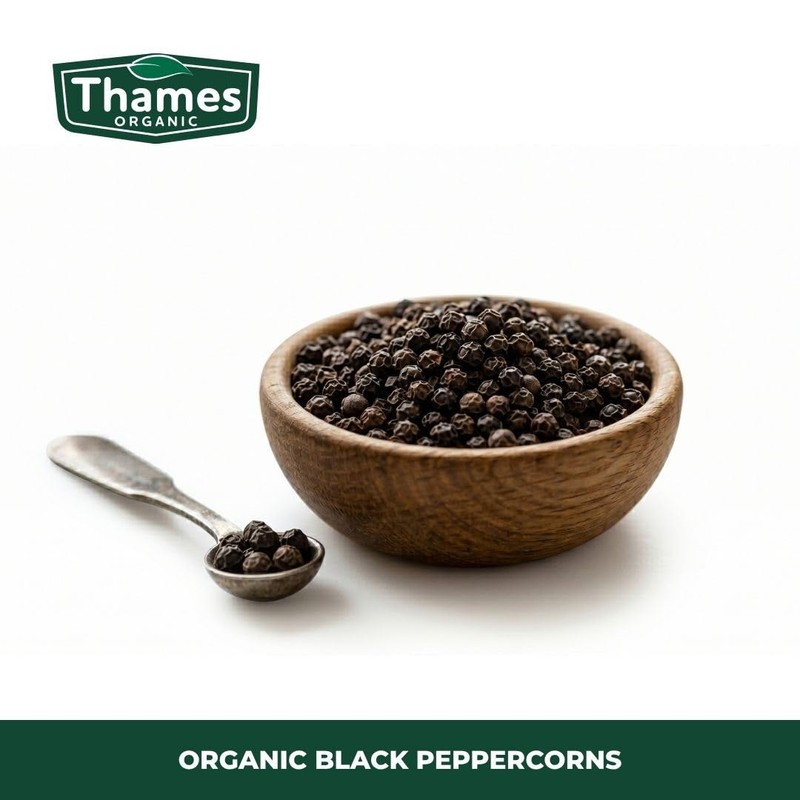 Organic Whole Black Peppercorns-Certified Organic, Non-GMO, Vegan, No Additives, No