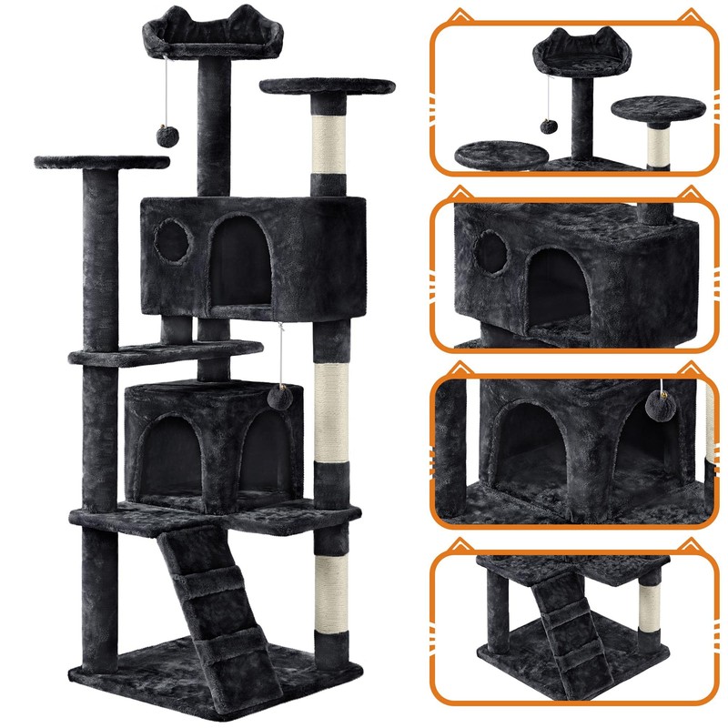 Topeakmart 61in Cat Tree for Indoor Cats, Cat Tower with