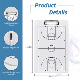 YECCULLO Eco Friendly PVC Multi Sport Coaching Clipboard Reusable Tactical Board for Basketball,Soccer,Volleyball,Handball and Futsal Portable Training Essential for Coaches