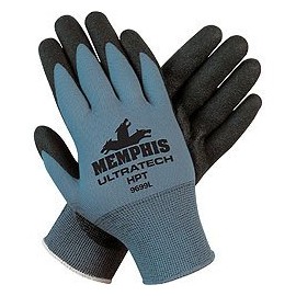 Memphis 9699L Large UltraTech HPT 15 Gauge Coated Work Gloves Gray