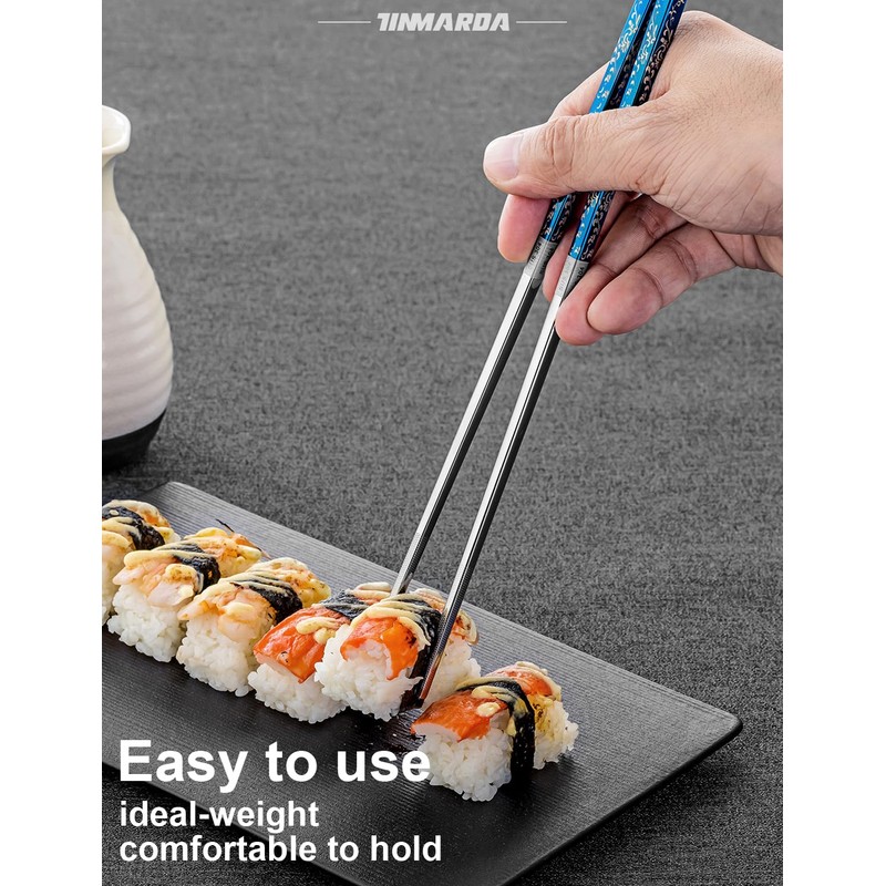 TINMARDA Metal Chopsticks Reusable 3 Pairs Stainless Steel Chopsticks Titanium